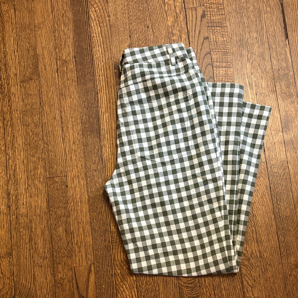 Reformation Franklin Pant in Green Check (Gingham)